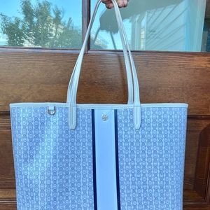 Tory Burch new ivory Gemini link stripe tote